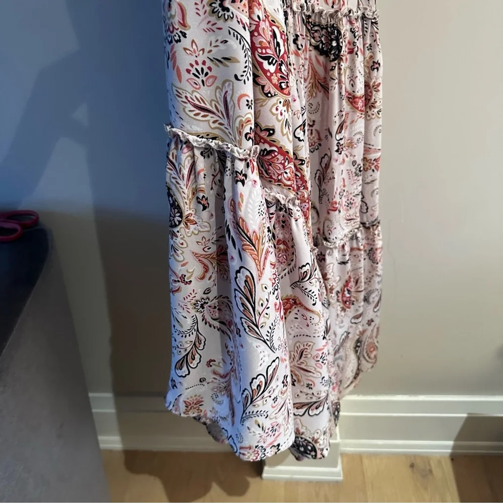 ABEL THE LABEL Tiered Maxi Dress Paisley pattern Ruffles Smocking, sz. Small - Picture 6 of 10